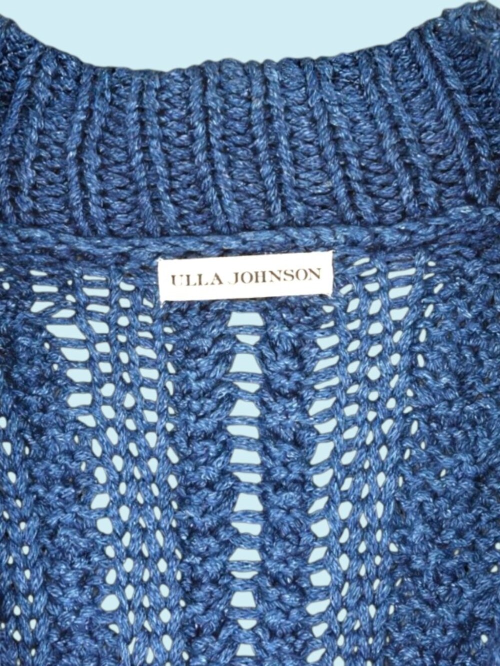 Ulla Johnson Zari Cardigan Size M/L Blue Knit Full Zip Textured Cotton Sweater - Picture 6 of 12